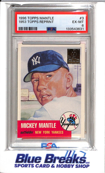1996 Topps - 1953 Reprint - Mickey Mantle - PSA6 - #3 - Baseball - Yankees - drop