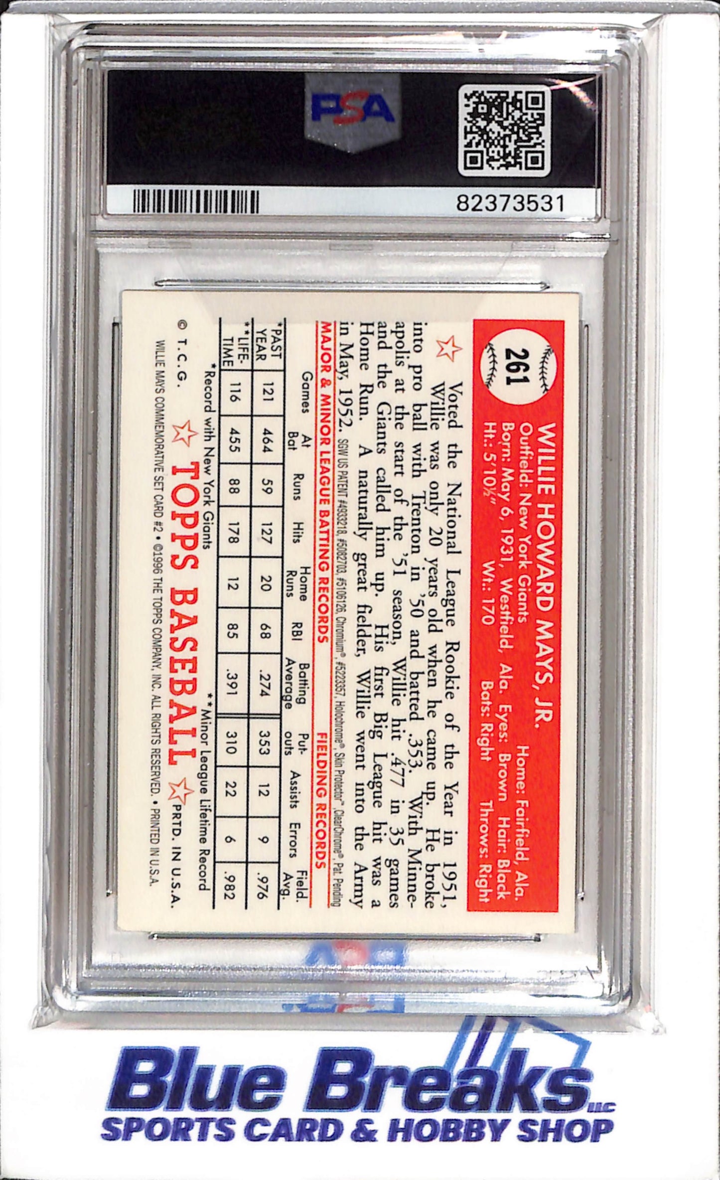1997 Topps - 1952 Reprint - Willie Mays - PSA6 - #2 - Baseball - Giants - drop