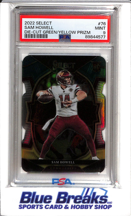 2022 Panini - Select - Die-Cut - Green/Yellow Prizm - Sam Howell - PSA 9 - #76 - Football - Commanders