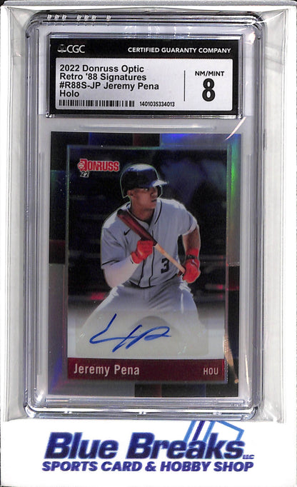 2022 Panini - Donruss - Holo - Retro '88 Signatures - Jeremy Pena - CGC8 - #R88S-JP - Baseball - Astros - drop
