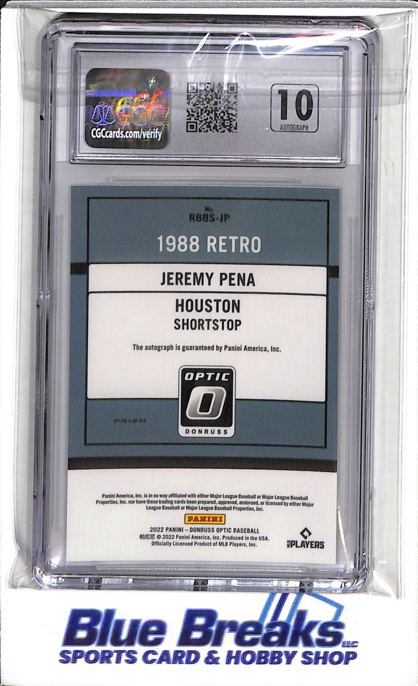 2022 Panini - Donruss - Holo - Retro '88 Signatures - Jeremy Pena - CGC8 - #R88S-JP - Baseball - Astros - drop