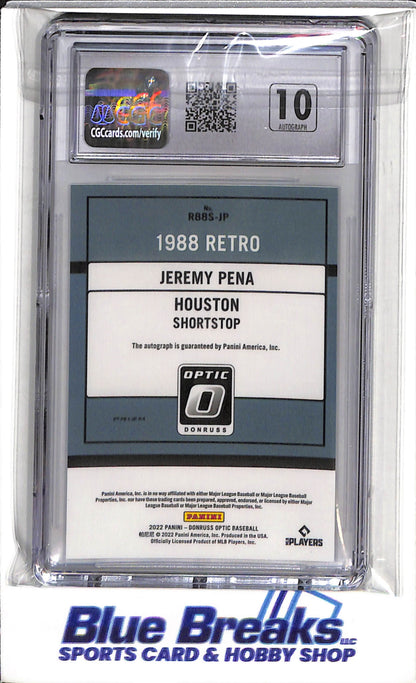 2022 Panini - Donruss - Holo - Retro '88 Signatures - Jeremy Pena - CGC8 - #R88S-JP - Baseball - Astros - drop