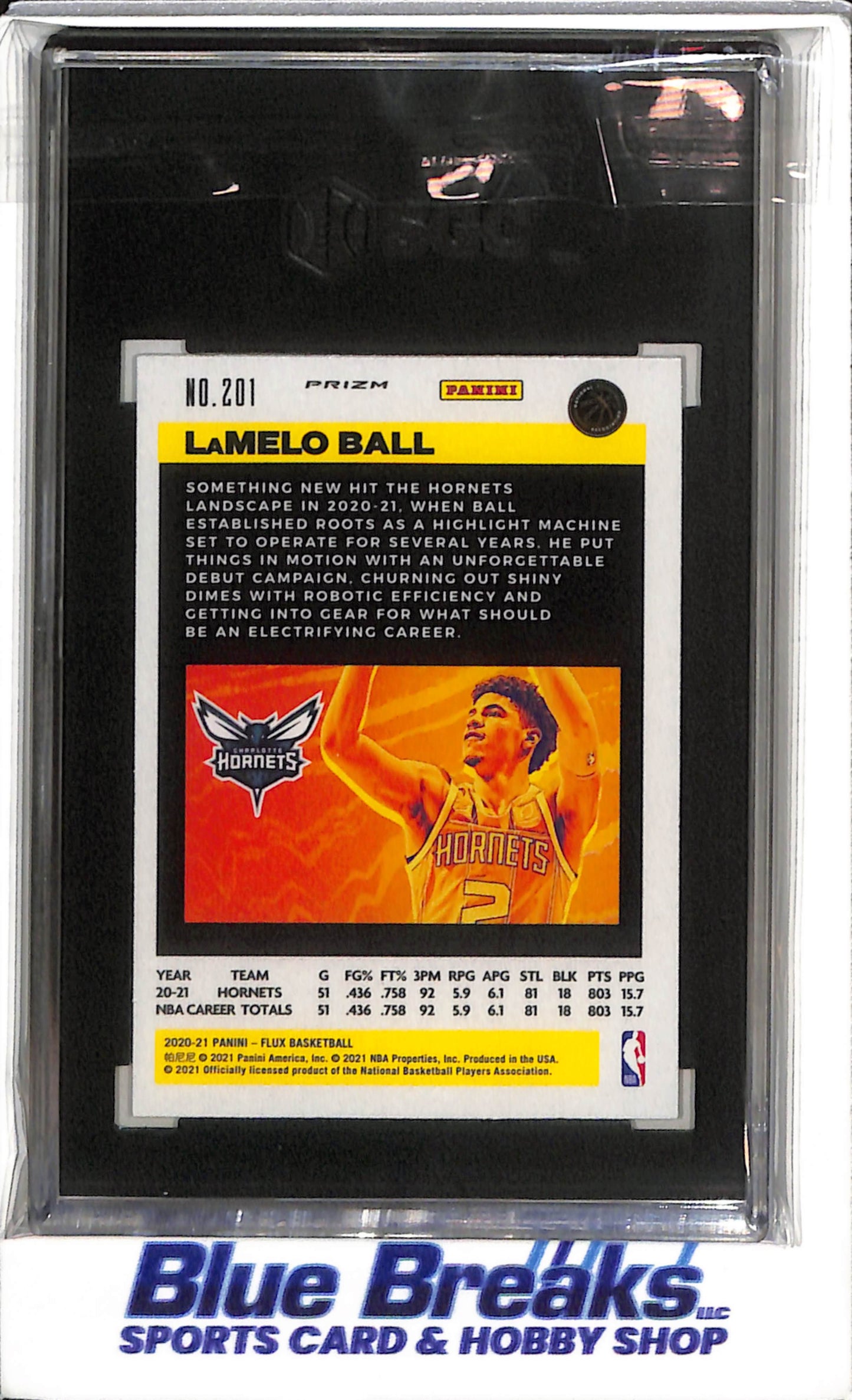 2020-21 Panini - Flux - Laser Prizm - Rookie Card - LaMelo Ball - SGC9 - #201 - Basketball - Hornets - drop