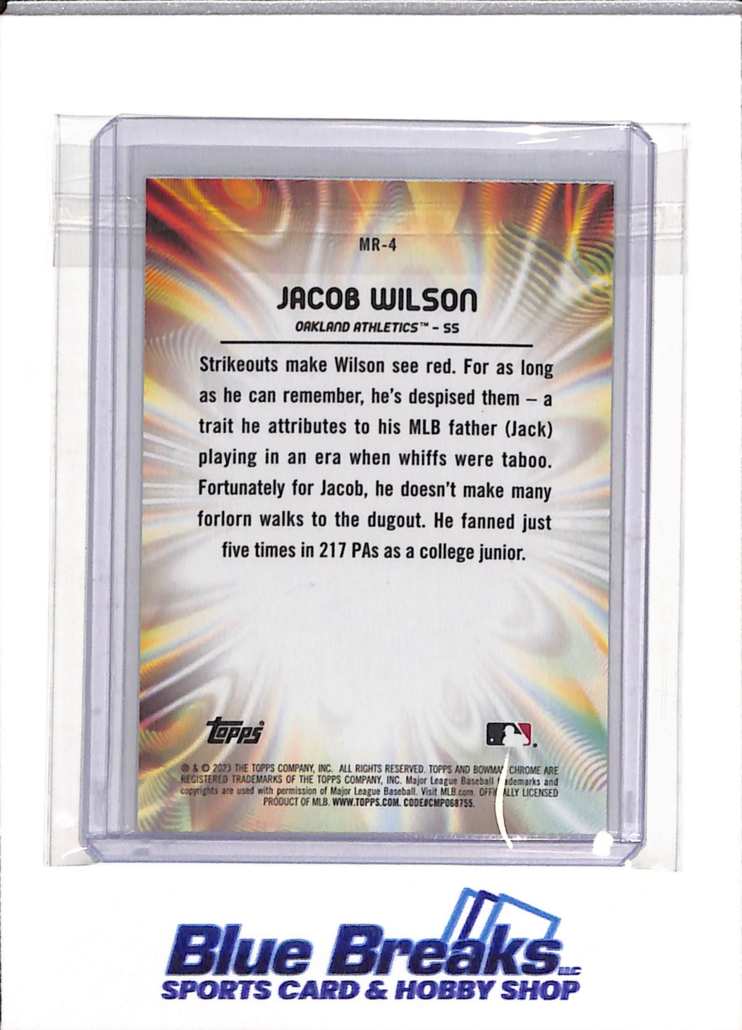 2023 Topps - Bowman Chrome - Mood Ring Refractor - Jacob Wilson - #MR-4 - Baseball - Athletics - drop