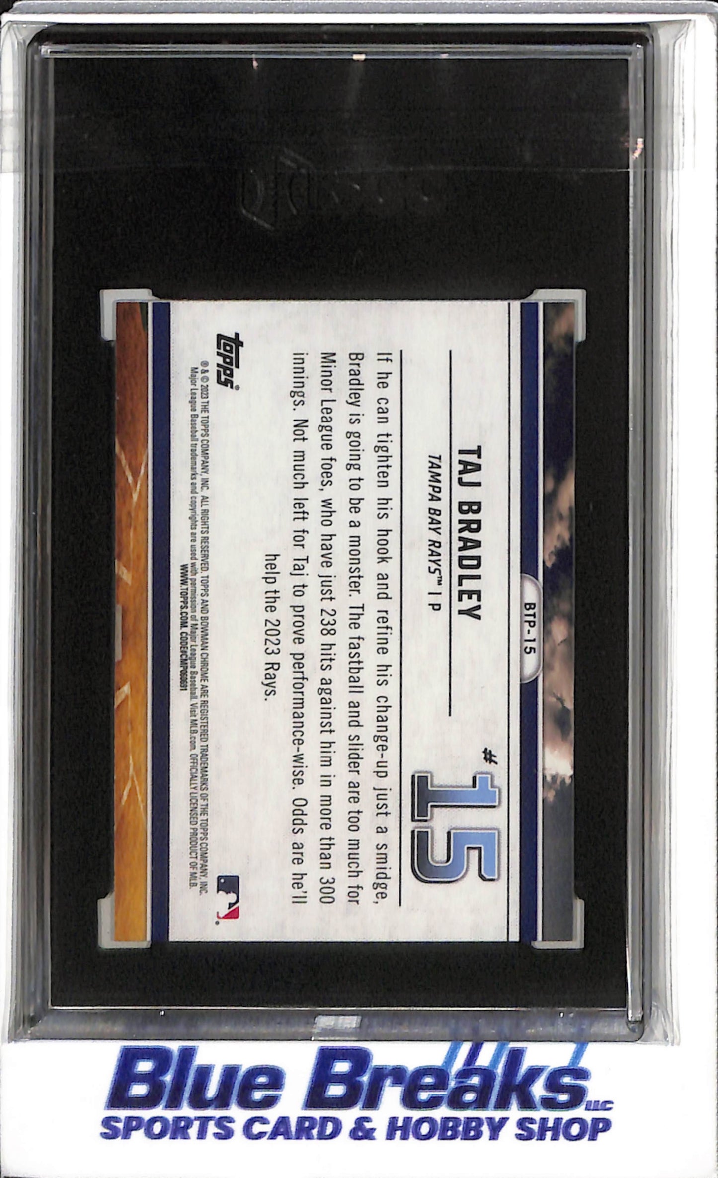 2023 Topps - Bowman Chrome - Scouts Top 100 - Taj Bradley - SGC10 - #BTP-15 - Baseball - Rays - drop
