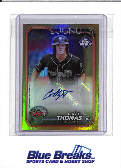 2024 Topps - Pro Debut - Auto - Gold Border - Colby Thomas - 39/50 - #PD-79 - Baseball - Lugnuts - drop