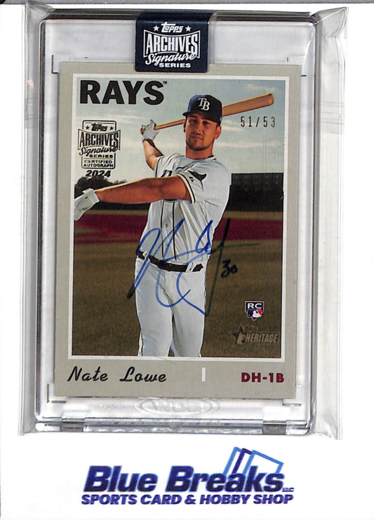 2019 Topps - Archives - Signature Series - Nate Lowe - 51/53 - #604 - Baseball - Rays