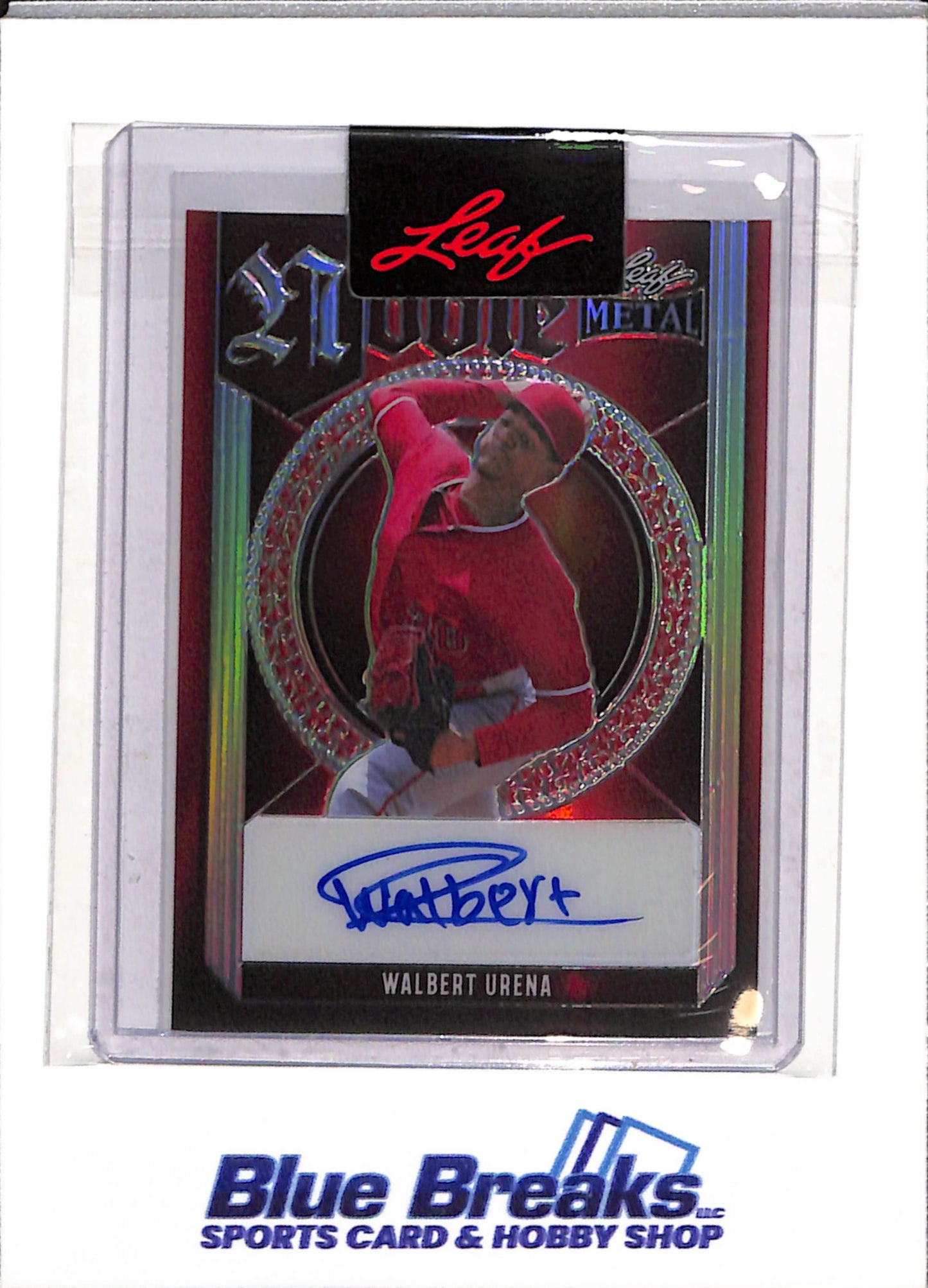2023 Leaf - Metal - Noble - Red Auto - Pre-Production Proof - Walbert Urena - 1/1 - #A203303 - Baseball - Angels - drop