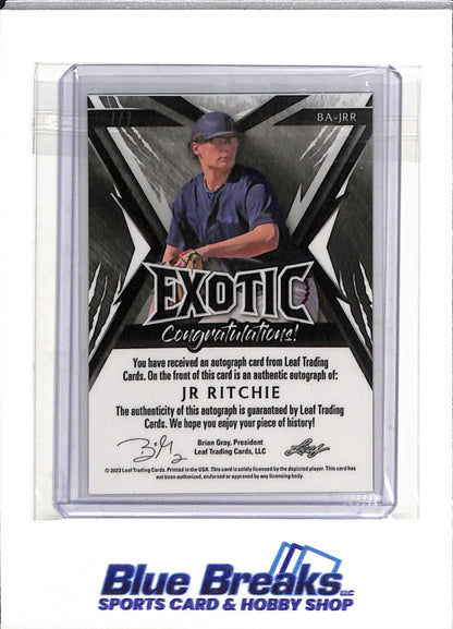 2023 Leaf - Exotic - Auto - JR Ritchie - #BA-JRR - Baseball - Braves - drop
