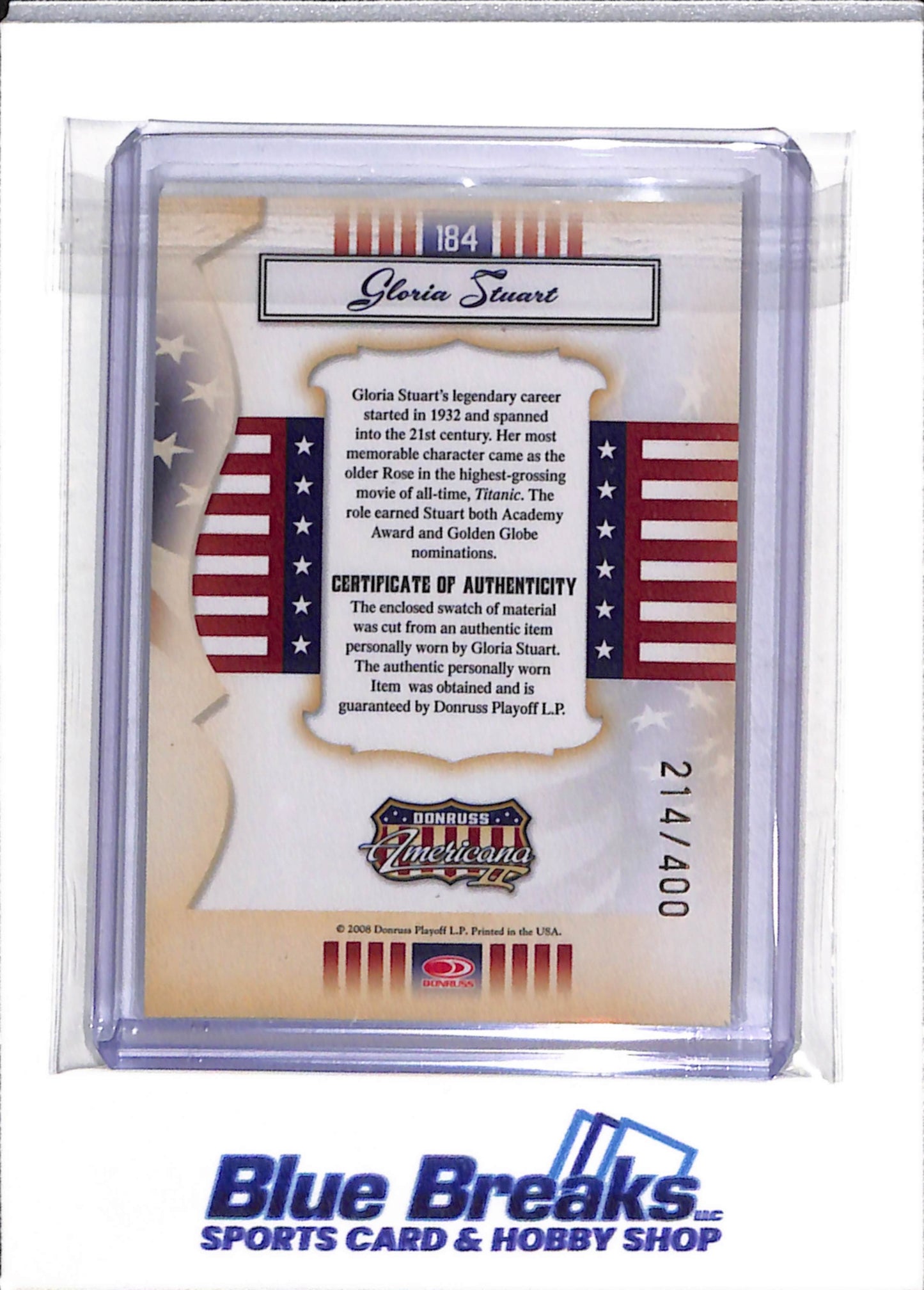 2008 Donruss - Americana - Gloria Stuart - 214/400 - #184 - drop