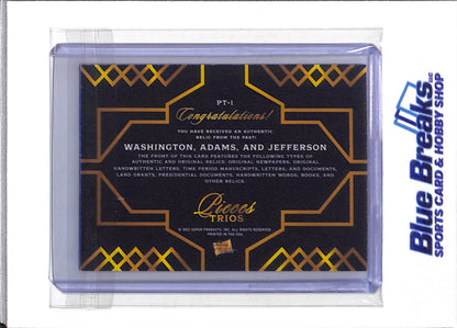 2022 Pieces of the Past - Relic Trio - George Washington - John Adams - Thomas Jefferson - #PT-1 - drop