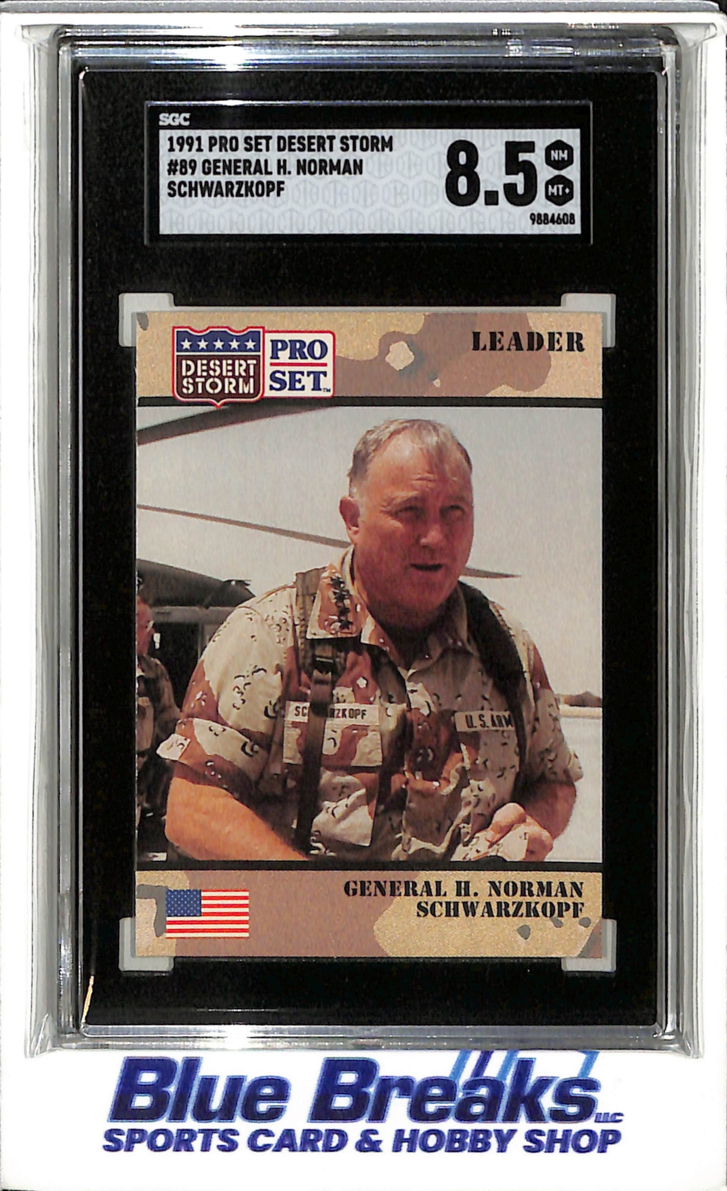 1991 Pro Set - Desert Storm - Leader - General H. Norman Schwarzkopf - SGC8.5 - #89 - drop