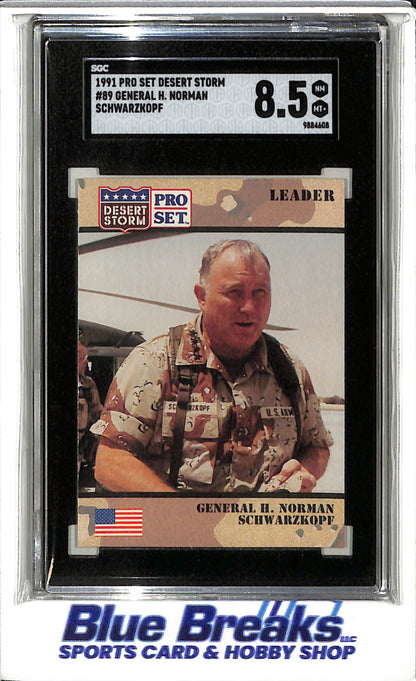 1991 Pro Set - Desert Storm - Leader - General H. Norman Schwarzkopf - SGC8.5 - #89 - drop