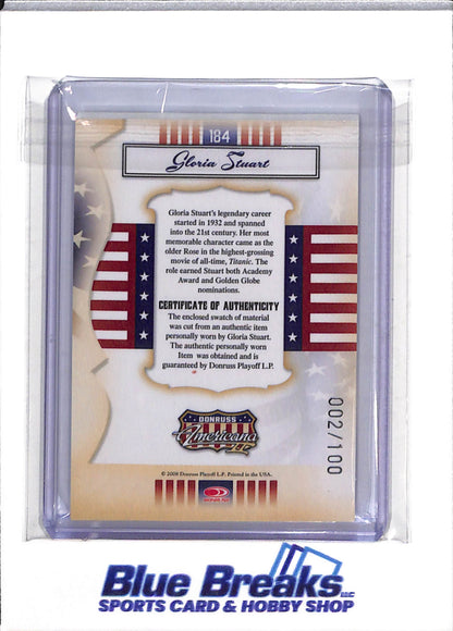 2008 Donruss - Americana - Proof - Gloria Stuart - 002/100 - #184 - drop
