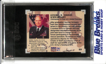 1991 Pro Set - Desert Storm - Leader - General H. Norman Schwarzkopf - SGC8.5 - #89 - drop