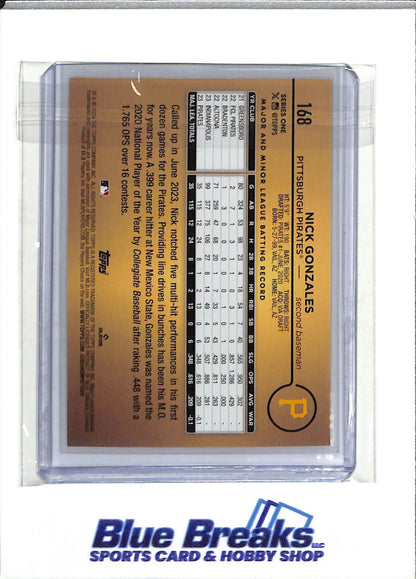2024 Topps - Rookie Card - Series One - Nick Gonzales - #168 - Baseball - Pirates - drop