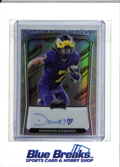 2024 Leaf - Metal - Silver - Hotdog - Donovan Edwards - #IDA-DE1 - Football - Dolphins - drop