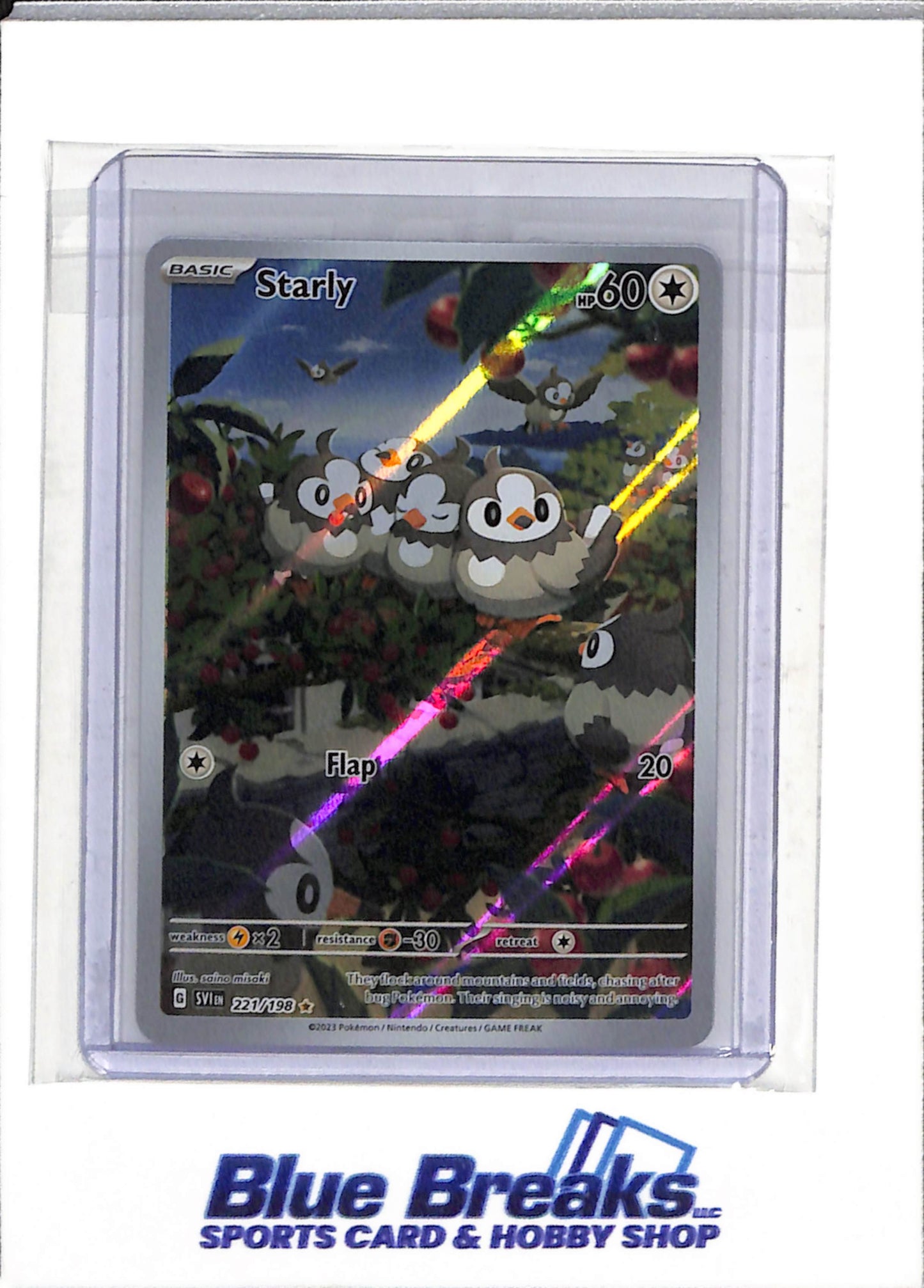 2023 Pokemon - Scarlet & Violet - Special Illustration Holo - Starly - #221/198 - drop