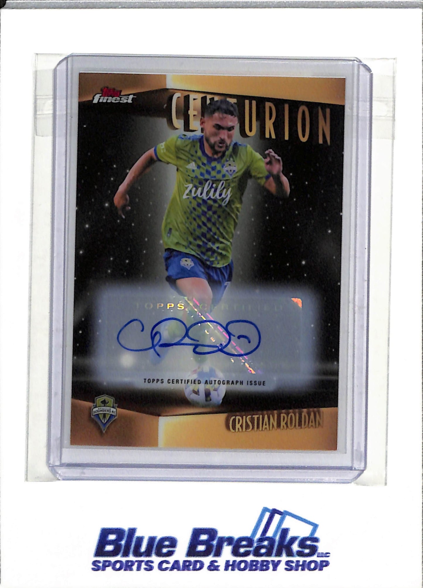 2022 Topps - Finest - Auto - Centurion - Cristian Roldan - 064/100 - Soccer - Sounders - drop