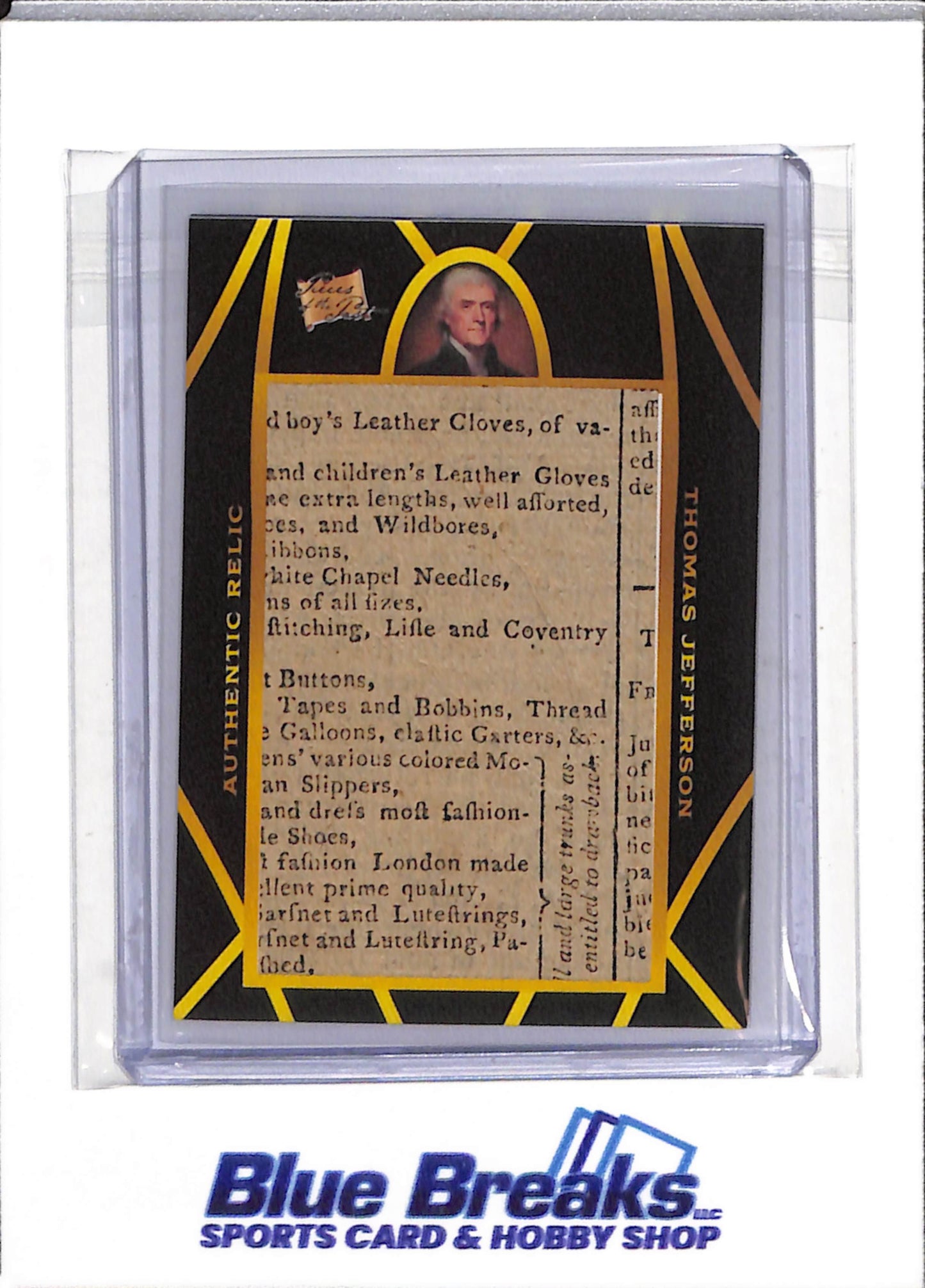 2022 Pieces of the Past - Jumbo Relic - Thomas Jefferson - #1 - drop