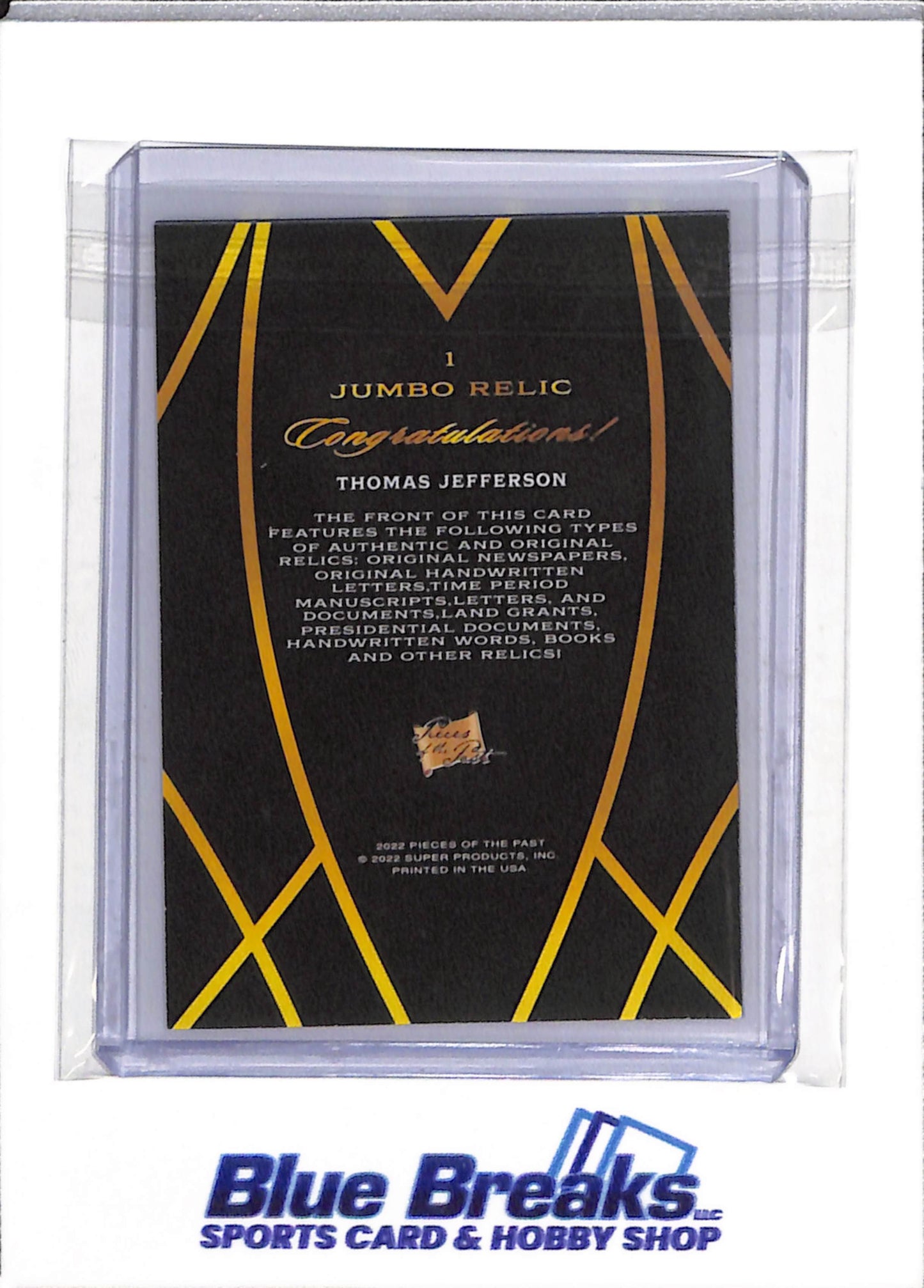 2022 Pieces of the Past - Jumbo Relic - Thomas Jefferson - #1 - drop