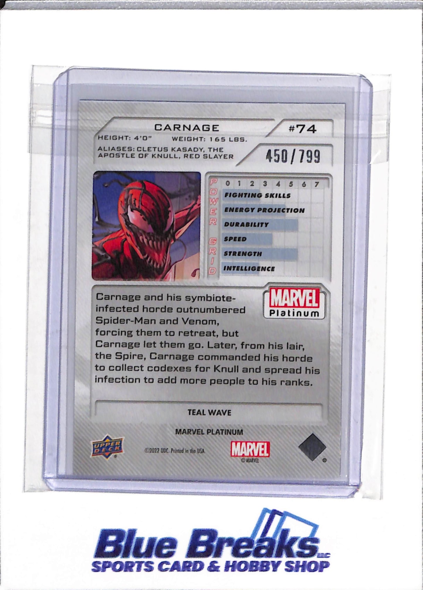 2022 Upper Deck - Marvel Platinum - Carnage - 450/199 - #74 - drop