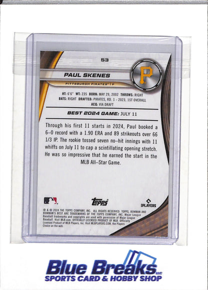 2024 Topps - Bowmans Best - Rookie Card - Paul Skenes - #53 - Baseball - Pirates - drop