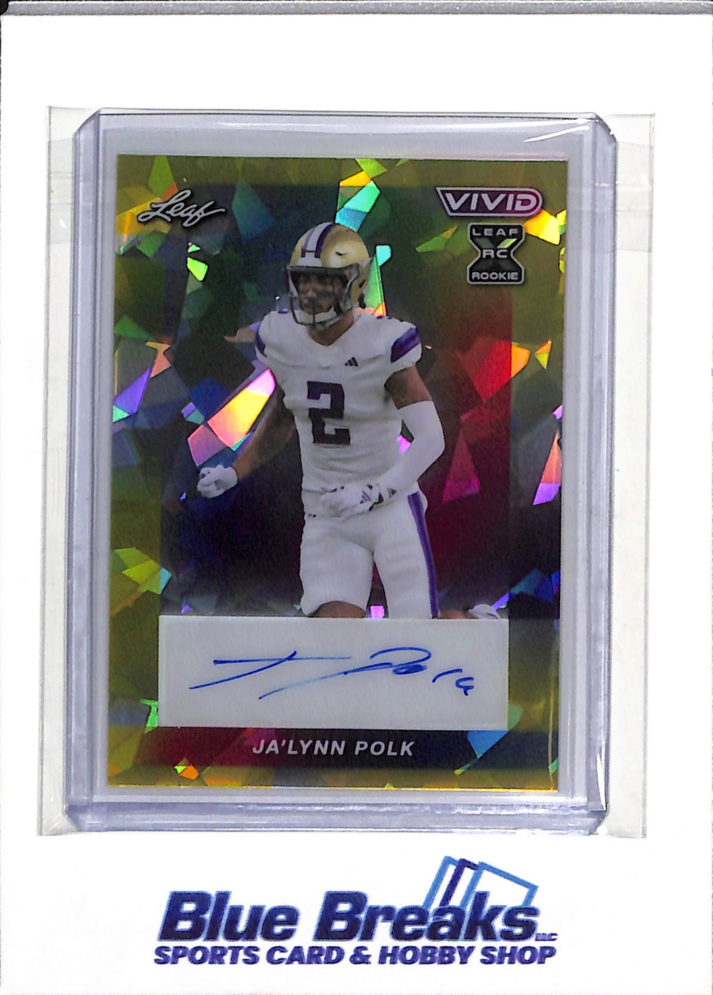 2024 Leaf - Vivid - Rookie Card - Cracked Ice - Ja'Lynn Polk - 7/10 - #BA-JP1 - Football - Patriots - drop
