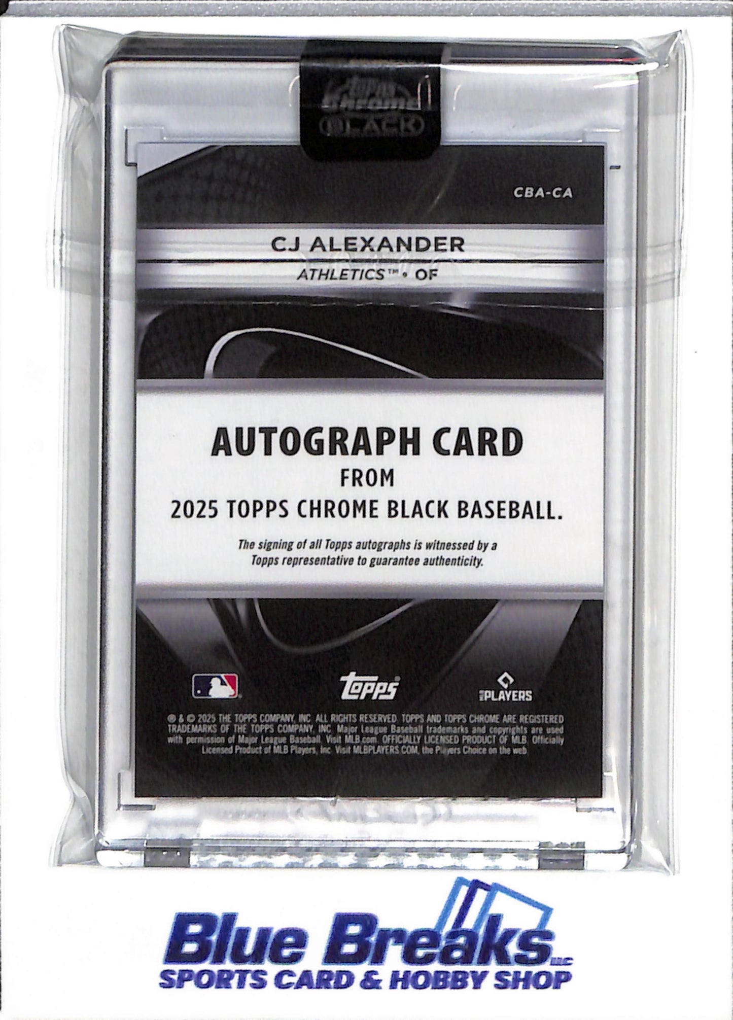 2025 Topps - Chrome Black - Rookie Card - Auto - CJ Alexander - 120/150 - #CBA-CA - Baseball - Athletics - drop