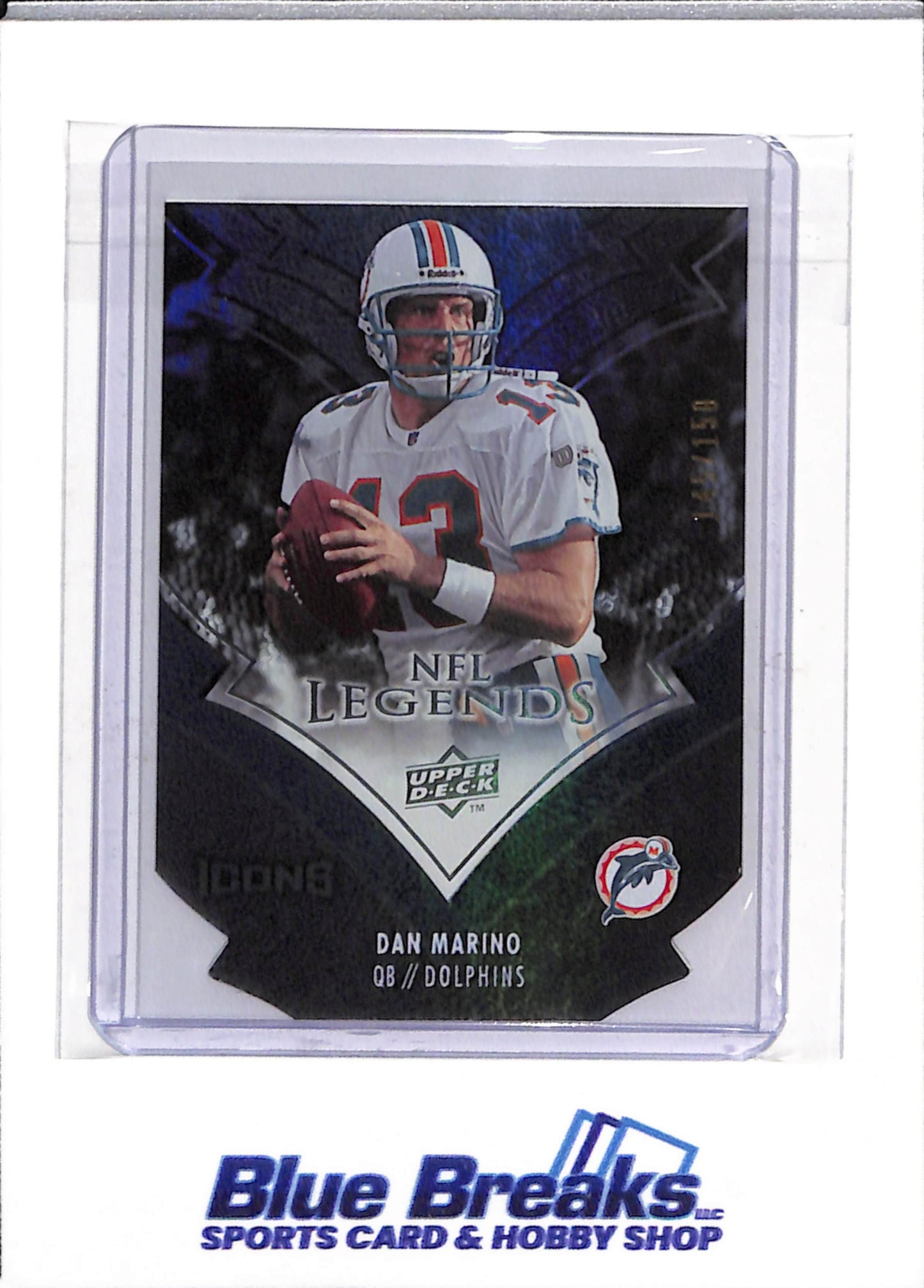 2008 Topps - NFL Legends - Die Cut - Icons - Dan Marino - 145/150 - #LEG6 - Football - Dolphins - drop