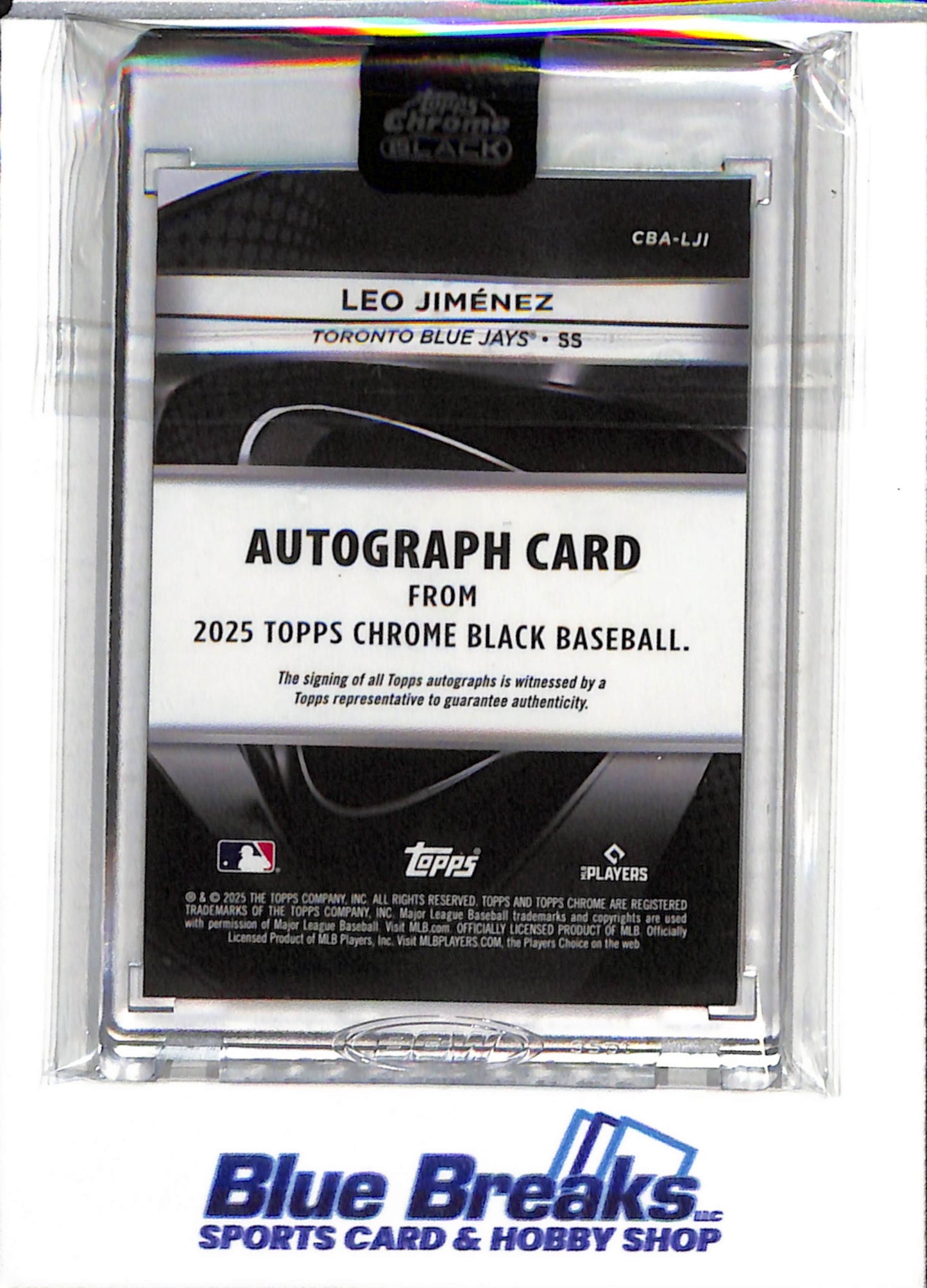 2025 Topps - Chrome Black - Rookie Card - Auto Green - Leo Jimenez - 17/90 - CBA-LJI - Baseball - Blue Jays - Drop