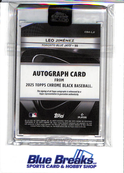 2025 Topps - Chrome Black - Rookie Card - Auto Green - Leo Jimenez - 17/90 - CBA-LJI - Baseball - Blue Jays - Drop