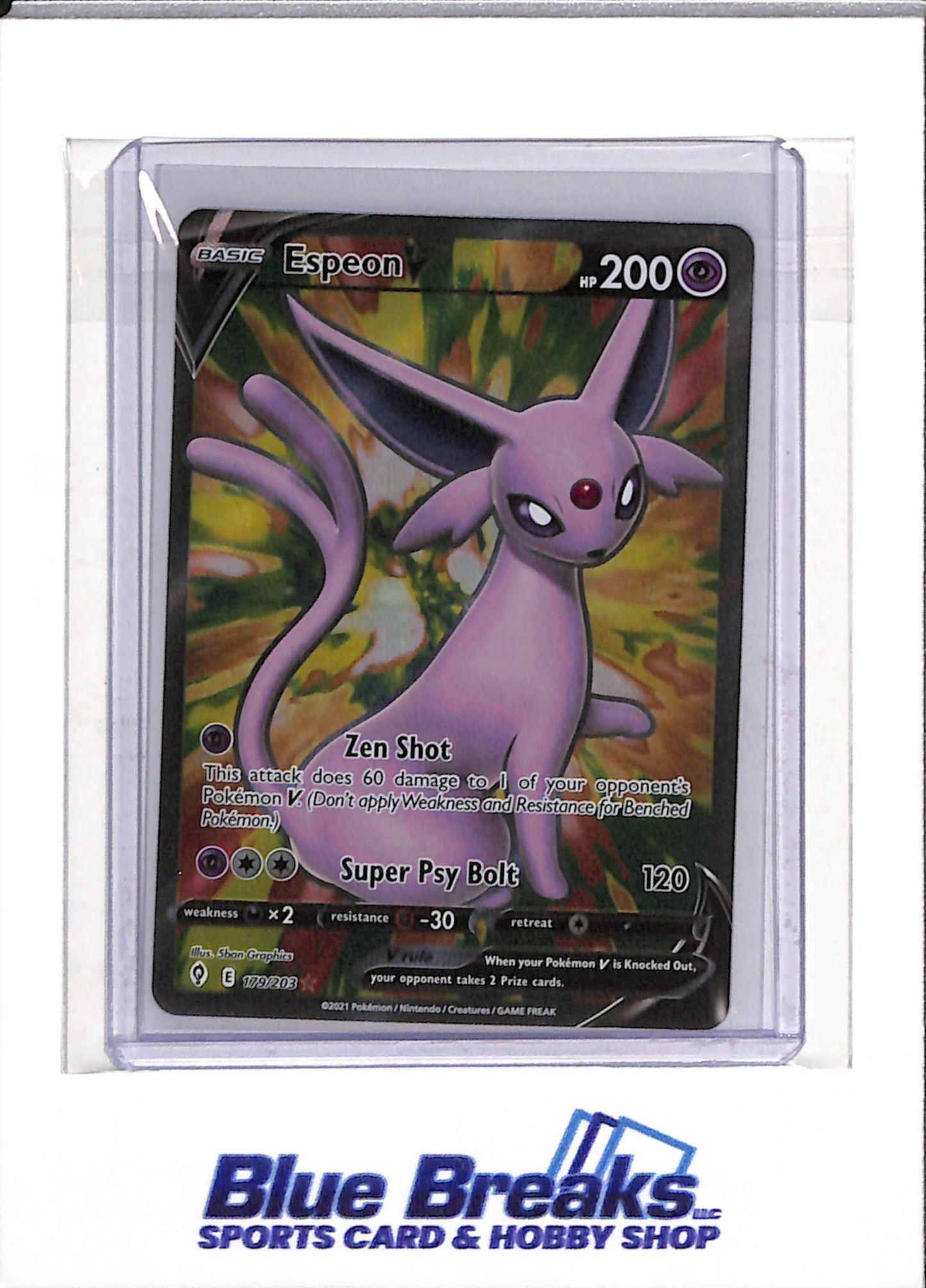 2021 Pokemon - Evolving Skies - Illustration Rare Foil - Espeon - #179/203 - drop