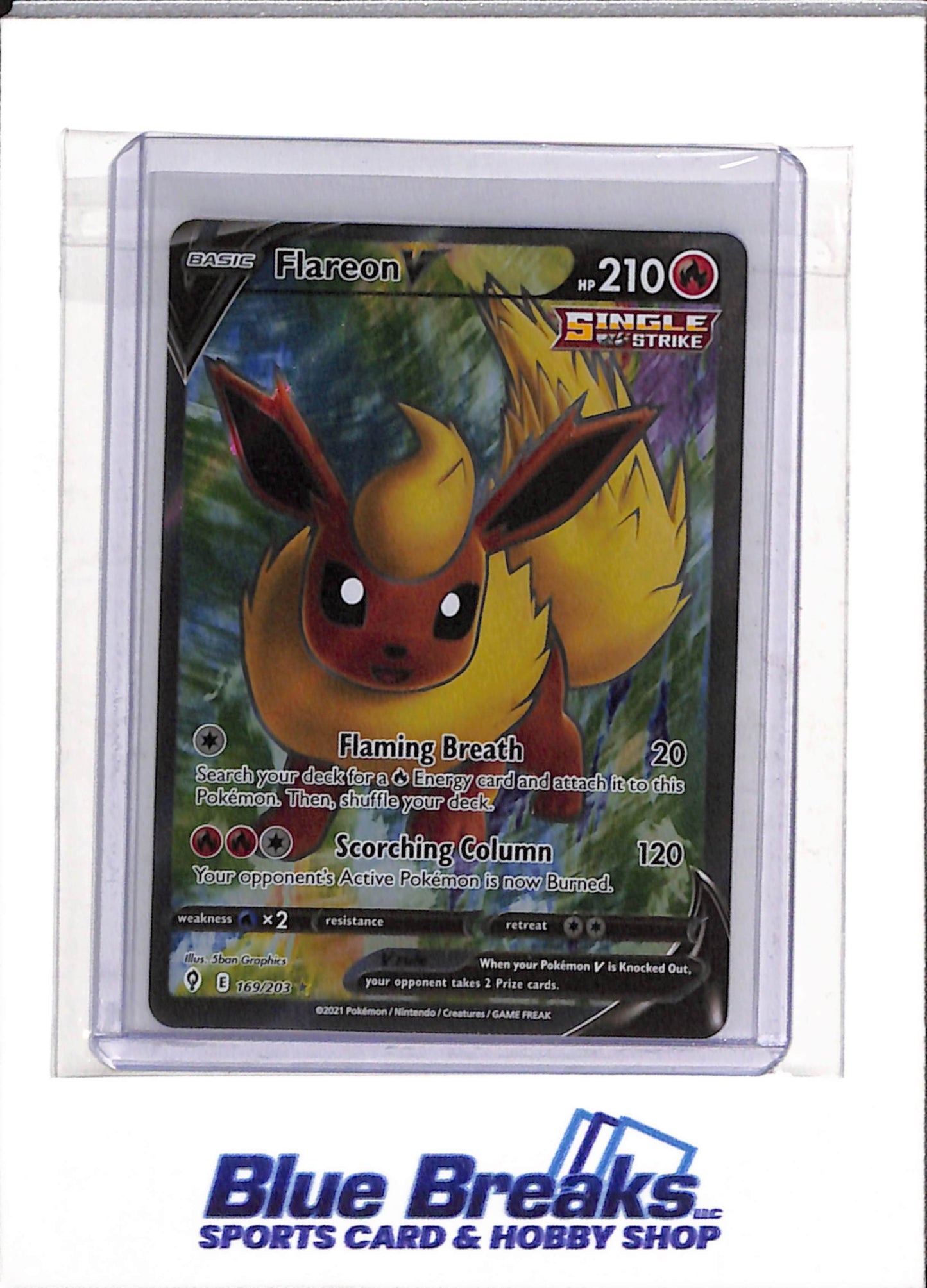 2021 Pokemon - Evolving Skies - Special Illustration Foil - Flareon V - #169/203 - drop