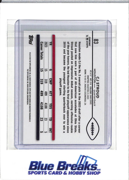 2024 Topps - Chrome - Green Refractor - CJ Stroud - 89/99 - #83 - Football - Texans - drop