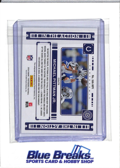 2024 Panini - Photogenic - Silver/Blue Foil - Michael Pittman Jr. - 27/49 - #IAA-MPI - Football - Colts - drop