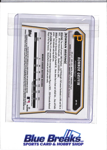 2026 Topps - Bowman - Scorecard Border - Konnor Griffin - 25/50 - #BP-92 - Baseball - Pirates - drop