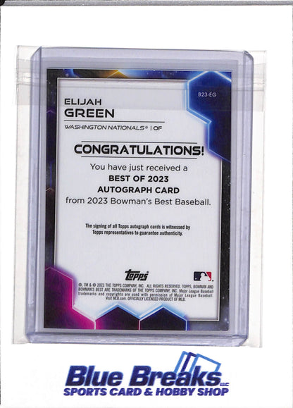 2023 Topps - Bowman's Best - Auto - Elijah Green - 120/150 - B23-EG - Baseball - Nationals - drop