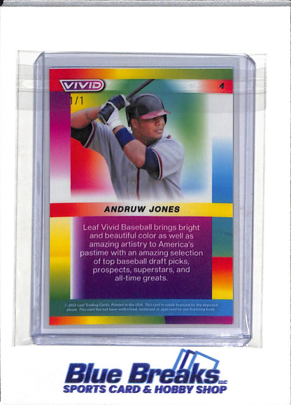 2023 Leaf - Vivid - Rainbow Refractor - Andruw Jones - 1/1 - #4 - Baseball - Braves - drop