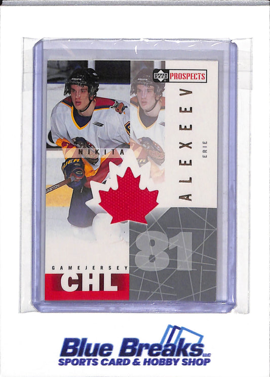 2001 Upper Deck - Prospects - Game Jersey - Nikita Alexeev - #NA - Ice Hockey - Ak Bars Kazan - drop