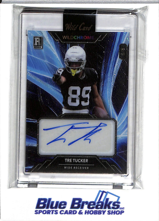 2023 Wild Chrome - Blue Auto - Rookie Card - Tre Tucker - 9/9 - #WCL-A - Football - Raiders - drop