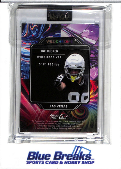 2023 Wild Chrome - Blue Auto - Rookie Card - Tre Tucker - 9/9 - #WCL-A - Football - Raiders - drop