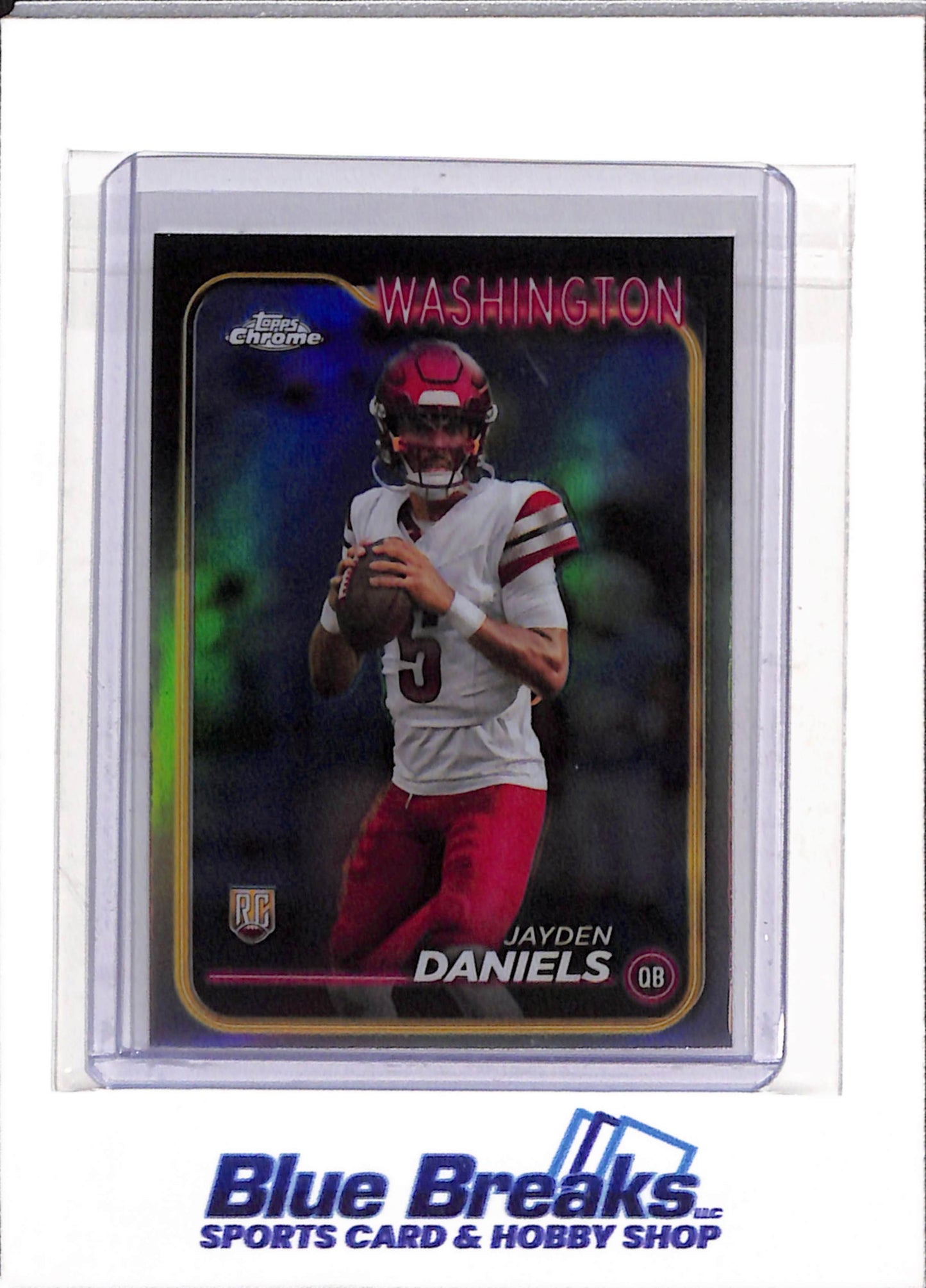 2024 Topps - Chrome - Rookie Card - Black and Silver Refractor - Jayden Daniels - #201 - Football - Commanders - drop