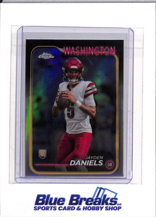 2024 Topps - Chrome - Rookie Card - Black and Silver Refractor - Jayden Daniels - #201 - Football - Commanders - drop