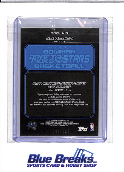 2006 Topps - Bowman Relics - Dual Jersey - J.J. Redick - 081/249 - #BDR-JJR - Basketball - Magic - drop