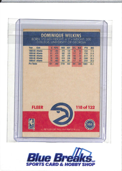 1987 Fleer - Dominique Wilkins - #118 - Basketball - Hawks - drop