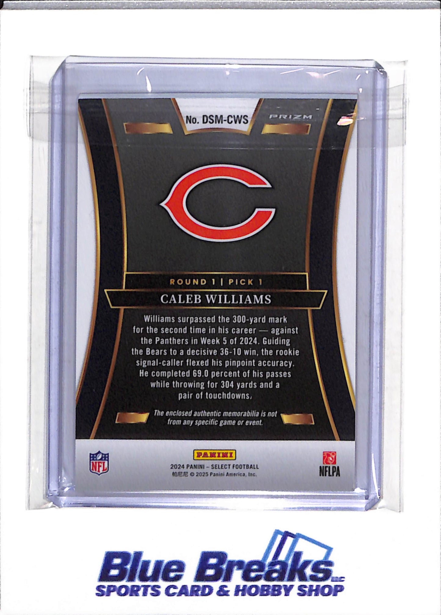 2024 Panini - Select - Draft Selections - Rookie Card Relic - Caleb Williams - #DSM-CWS - Football - Bears - drop