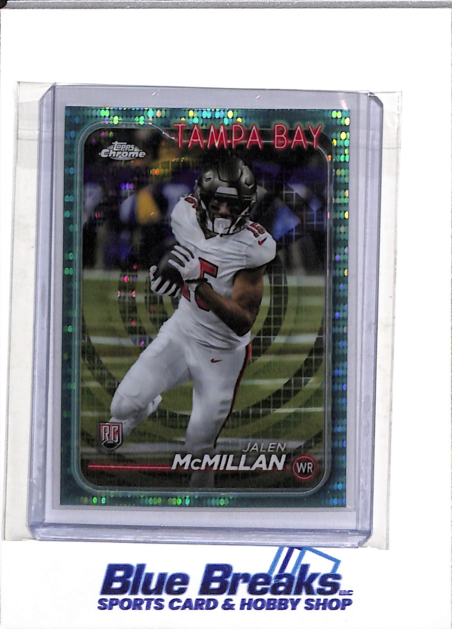 2024 Topps - Chrome - Aqua Refractor - Jalen McMillan - 034/199 - #242 - Football - Buccaneers - drop
