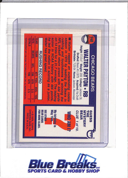 2001 Topps - Commemorative Series - Walter Payton - #148 - Football - Bears - drop