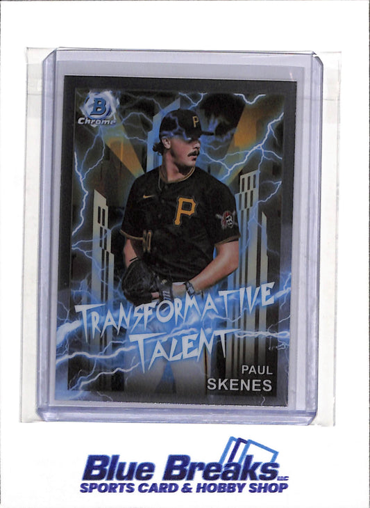 2023 Topps - Bowman Chrome - Transformative Talent - Blue Lightning - Paul Skenes - #TT-20 - Baseball - Pirates - drop